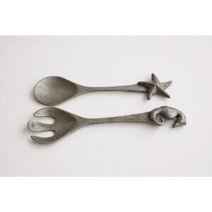 Mariposa 1994 11¼" Starfish Seahorse Salad Servers Nautical Decor Vintage